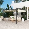 Outsunny 3 x 4m Pergola with Retractable Roof Canopy, Aluminium Frame Garden Gazebo Outdoor Sun Shade Shelter for Grill, Patio, Deck, Khaki