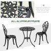 Outsunny 3 Piece Patio Bistro Set, Outdoor Aluminium Garden Table and Chairs with Umbrella Hole for Balcony, Black