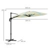 Outsunny 3(m) Cantilever Garden Parasol with Solar Powered Lights, Fibreglass Ribs, Crank Handle & Cross Base, UPF 50+, 360 Rotation, Overhanging Patio Umbrella for Patio Market, Cream