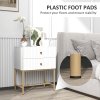 HOMCOM Bedside Table with 2 Drawers, Modern Bedside Cabinet with Storage and Metal Legs for Bedroom, Living Room, White