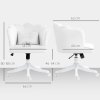 HOMCOM Computer Desk Chair, Armless Makeup Vanity Chair with Shell Back, Bow Pillow, Height Adjustable, Swivel Wheels for Home, Bedroom, White