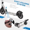 HOMCOM Adult Teens Kick Scooter Foldable Height Adjustable Aluminium Ride On Toy for 14+ w/ Rear Wheel & Hand Brake, 200mm Big Wheels, Shock Mitigation System - Silver