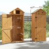 Outsunny Garden Shed Vertical Utility 3 Shelves Shed Wood Outdoor Garden Tool Storage Unit Storage Cabinet, 77 x 54.2 x 179cm - Brown