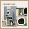 PawHut Cat Tree for Indoor Cats, 3 Tier Cat Tower Barrel Shaped with Sisal Scratching Posts, Cat Bed, Platforms, Hanging Ball, Grey