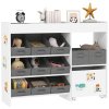 AIYAPLAY Kids Toy Storage Unit, Children Toy Box Organiser with 11 Fabric Bins, Cabinet, Top Shelves, 3 Stickers, Kids Storage Unit Bookshelf for Nursery, Playroom, Kindergarten, White