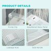 PawHut 50cm Turtle Tank Aquarium, Glass Tank with Basking Platform, Filter Layer Design, Full View Visually Terrapin Reptile Habitat, White