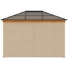 Outsunny 3 x 3.6 m Hardtop Gazebo Canopy, Polycarbonate Roof Garden Pavilion with Aluminium and Steel Frame, Nettings and Sidewalls for Garden, Patio, Khaki