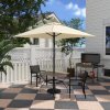 Outsunny 2M Garden Parasol Umbrella with Vent, Sun Shade Canopy with 4 Ribs, Piping Side, Umbrella for Garden Table, Balcony and Outdoor, Beige