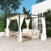 Outsunny 3 x 3 m Pergola with Retractable Roof Canopy and Netting Sidewalls, Aluminium Frame Garden Gazebo Outdoor Sun Shade Shelter for Grill, Patio, Deck, Khaki