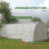 Outsunny 6 x 3(m) Walk-in Polytunnel Greenhouse with Upgraded Structure, Zipped Roll Up Mesh Door, 8 Mesh Windows, Tunnel Warm House Tent with PE Cover, 15 Plant Labels and Gloves, White