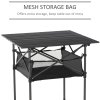 Outsunny 70cm Aluminum Roll-Top Table w/Mesh Bag Camping Outdoor Dining Foldable w/Steel Frame Picnic Lightweight Hiking Furniture Desk, Black