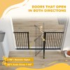 PawHut Dog Gate Stair Gate Pressure Fit Pets Barrier Auto Close for Doorway Hallway, 74-148cm Wide Adjustable, Black