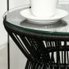 Outsunny Outdoor Coffee Table, Round PE Rattan Side Table with Tempered Glass Table Top, Hollow Drum Design for Garden, Balcony, Patio, Black