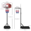 SPORTNOW Height Adjustable Basketball Hoop and Stand, Free Standing Basketball Stand Net Set System w/ Wheels, Enlarged Base, PE Backboard, 179-209cm