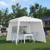 Outsunny 2.4 x 2.4m Pop Up Gazebo Canopy Tent with 2 Sidewalls and Carry Bag, Height Adjustable, UV50+ Party Tent Event Shelter for Garden, Patio, White