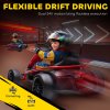 HOMCOM 24V Electric Go Kart for Kids, Drifting Ride-On Racing Go Kart with Slow Start, Music, Horn Honking and Safety Belt, for 8-12 Years Old, Red