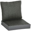 Outsunny 2 Pieces Outdoor Seat Cushions with Backrest, Fabric and PE Rattan Cover, Water Repellent Seat Pads for Chair, Swing, Sofa, Grey
