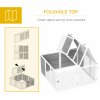 PawHut 48 Inch Rabbit Hutch Rabbit Run Small Animal Guinea Pig House Bunny Cage Hideaway Outdoor with Openable Roof Grey