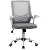 Vinsetto Mesh Office Chair with Flip-up Armrest, Swivel Computer Chair with Lumbar Support, Adjustable Height, Tilt Function for Home/Office, Grey