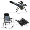 Outsunny Portable Fishing Chair, Lightweight Camping Chair with Reclining Backrest, Adjustable Legs and Mud Feet, 180kg Heavy Duty Folding Chair, Dark Green