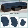 Outsunny Replacement Cushion Covers for Garden Sofa Set, Garden Rattan Sofa Cushion Polyester Cover Replacement Outdoor - No Cushion Included, Blue