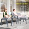 Outsunny 6 Piece Rattan Garden Furniture Set with 3-Seater Sofa, 2 Chairs and 2 Footstools, 7 Seater Outdoor Sofa Set with Glass Top Coffee Table and Cushions for Balcony, Grey