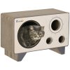PawHut Cat Scratcher Cat Scratching Board Radio Shape with Catnip, Natural Wood Finish