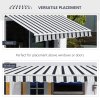 Outsunny 4 x 3(m) Garden Patio Manual Awning Canopy Aluminium Sun Shade Shelter Retractable for Backyard, Blue and White