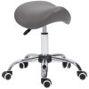 HOMCOM Cosmetic Stool 360?? Rotate Height Adjustable Salon Massage Spa Chair Hydraulic Rolling Faux Leather Saddle Stool Mobility, Grey