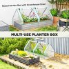 Outsunny Raised Garden Bed with Mini Greenhouse, Outdoor Metal Planter Box with Cover, for Herbs and Vegetables, Use for Patio, Garden, Balcony, White and Dark Grey