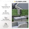 Outsunny 6 Pieces Rattan Garden Furniture Set, 6 Seater Garden Sofa Set with Glass Top Dining Table, Loveseat, 2 Armchairs and Ottomans, Wicker Outdoor Conservatory Furniture for Patio, Grey