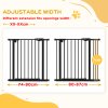 PawHut Dog Gate Stair Gate Pressure Fit Pets Barrier Auto Close for Doorway Hallway, 74-87cm Wide Adjustable, Black