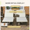 Outsunny Rattan Sun Lounger Set of 2, 5-Level Adjustable Garden Lounger Recliner with Cushion and Headrest, Outdoor Reclining Sunbed, Steel Frame Garden Chair for Patio, Beach, Terrace, Cream White