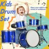 AIYAPLAY Drum Kit for Kids, Full Sized Drum Set with Five Drums, Two Cymbals, Stool, Drumsticks, Pedal, Cymbals, Musical instrument Toy, Blue