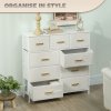 HOMCOM Chest of Drawers with 9 Fabric Drawers, Boucle Storage Organiser with Steel Frame, Fabric Dresser for Bedroom, Living Room, Hallway, Cream White