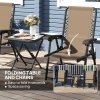 Outsunny 3 Pieces Garden Bistro Set, Folding Table and Chairs Set, Metal Garden Furniture Set with Cup Holders for Outdoor, Patio, Balcony, Khaki