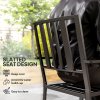 Outsunny Set of 2 Garden Chairs, Stackable Outdoor Chairs with Metal Slatted Seat & Backrest, for Yard, Garden, Black