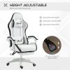 Vinsetto Computer Gaming Chair, PU Leather Office Desk Chair with Footrest, Swivel Wheels, 135?? Reclining Back, Lumbar Support, Headrest for Home, White and Black