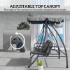 Outsunny Outdoor 2-in-1 Swing Chair Lounger 3 Seater Garden Swing Seat Bed Hammock Bed Convertible Tilt Canopy W/ Cushion, Light Grey