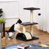 PawHut Cat Tree Tower for Indoor Cats, 72cm Climbing Activity Centre w/ Sisal Scratching Post, Pad, Arc Perch, Hanging Ball, Toy - Black