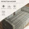 Outsunny 4 Piece Rattan Garden Furniture Set with Adjustable Backrest, Wicker Outdoor Furniture Sofa Set with Loveseat, Reclining Armchairs, Thickened Cushions and Glass Top Table, Light Grey