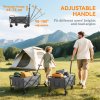 Outsunny 62L Festival Trolley on Wheels, Garden Folding Trolley Cart, 120kg Heavy Duty Collapsible Folding Wagon with Adjustable Handle and Carrying Bag for Beach, Camping, Festival, Grey