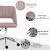 Vinsetto Mid Back Office Chair, Velvet Fabric Swivel Scallop Shape Computer Desk Chair for Home Study Bedroom, Pink