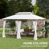 Outsunny 3 x 4m Garden Gazebo with Sides, Double Roof Metal Gazebo, Outdoor Gazebo Canopy Shelter for Patio, Deck, Cream White
