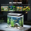 PawHut Aquarium, 28L Glass Fish Tank with Filter, LED Lighting, Water Pump, for Bettas, Guppies, Mini Parrot Fishes, Shrimp, Goldfish, 38 x 26 x 39.5cm