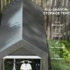 Outsunny 2.1 x 3.6 (m) Garden Storage Tent, Portable Shed with Heavy Duty Galvanised Steel Frame, Ventilation Window, Roll-up Zipper Door, for Bike, Motorbike, Garden Tools, Dark Grey