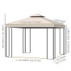 Outsunny 3 x 3 m Garden Gazebo Double Roof Marquee Patio Wedding Party Tent Canopy Shelter with Sidewalls (Beige)