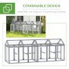 PawHut Large Chicken Run, Wooden Chicken Coop, Pet Playpen w/ Combinable Design - Grey