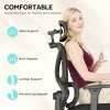HOMCOM Ergonomic Office Chair, Mesh Desk Chair with 3D Armrests, Rotatable Headrest, Adjustable Lumbar Support, Coat Hanger, Recliner Computer Swivel Chair with Footrest for Home Office, Black