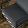 Outsunny 6 Pieces PE Rattan Garden Furniture Set with Sofa, Armchairs, Stool, Patio Sofa Set with Metal Coffee Table, Cushions, for Poolside, Charcoal Grey